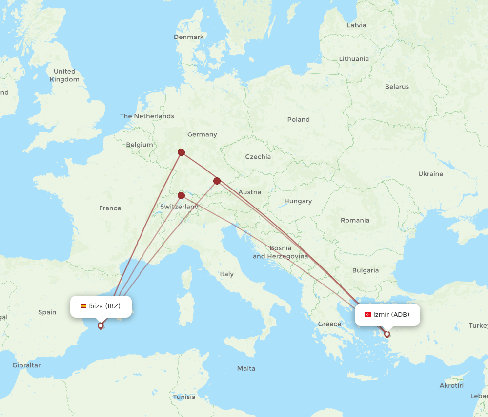 IBZ-ADB flight routes
