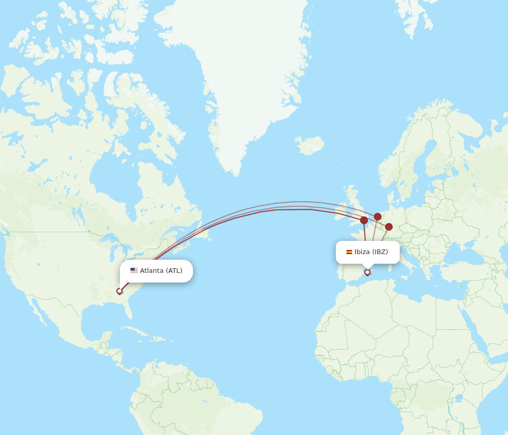 IBZ-ATL flight routes