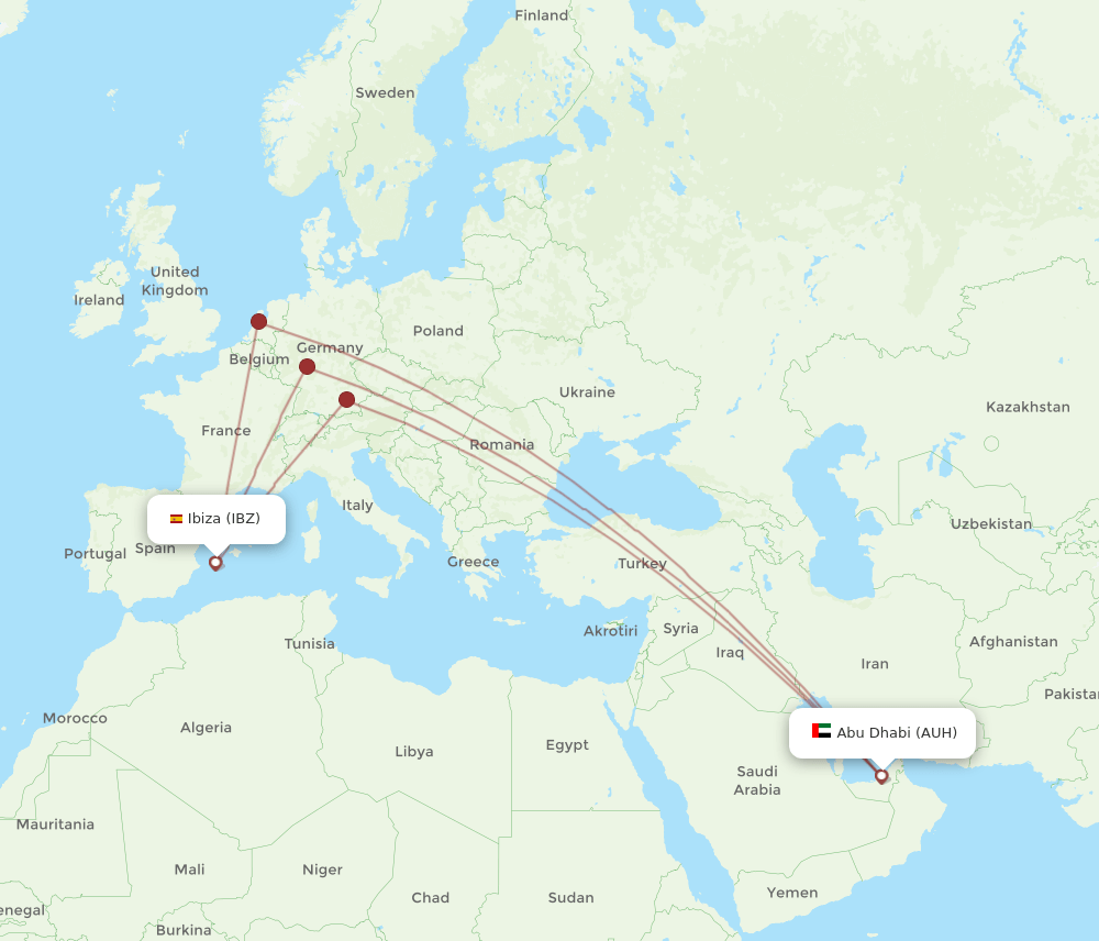 IBZ-AUH flight routes