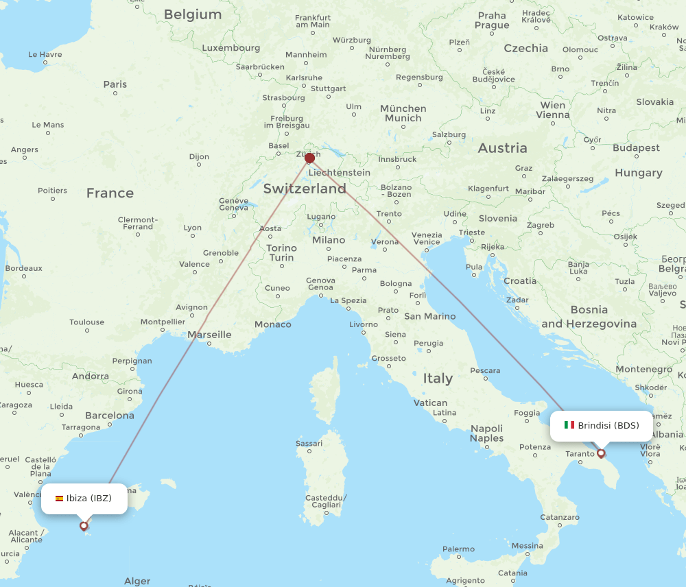 IBZ-BDS flight routes