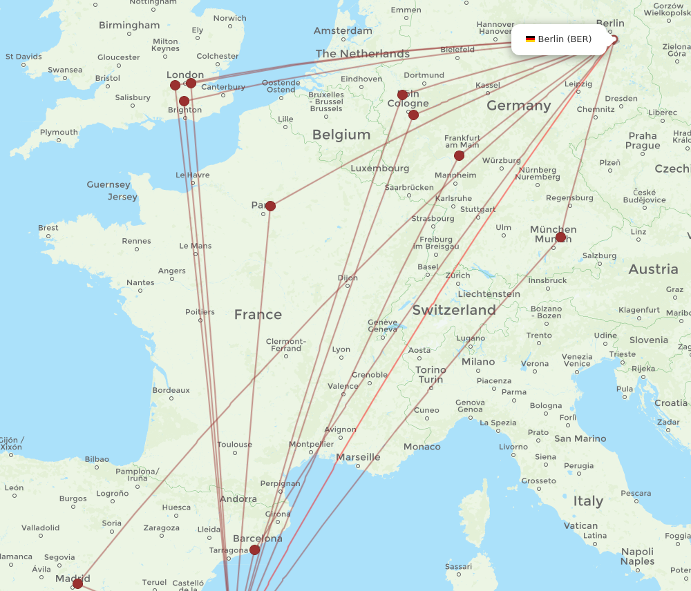 IBZ to BER flights and routes map