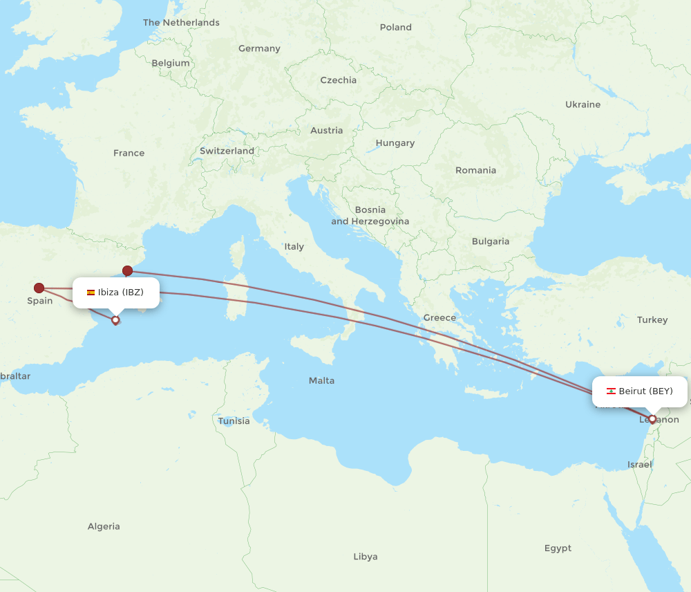 IBZ-BEY flight routes