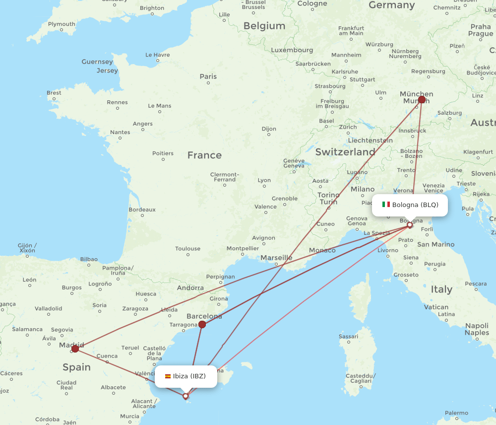 IBZ-BLQ flight routes