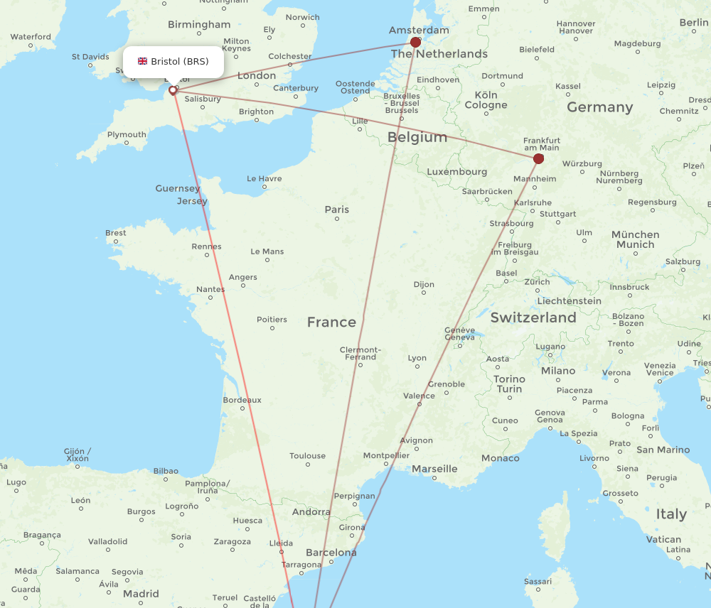 IBZ to BRS flights and routes map