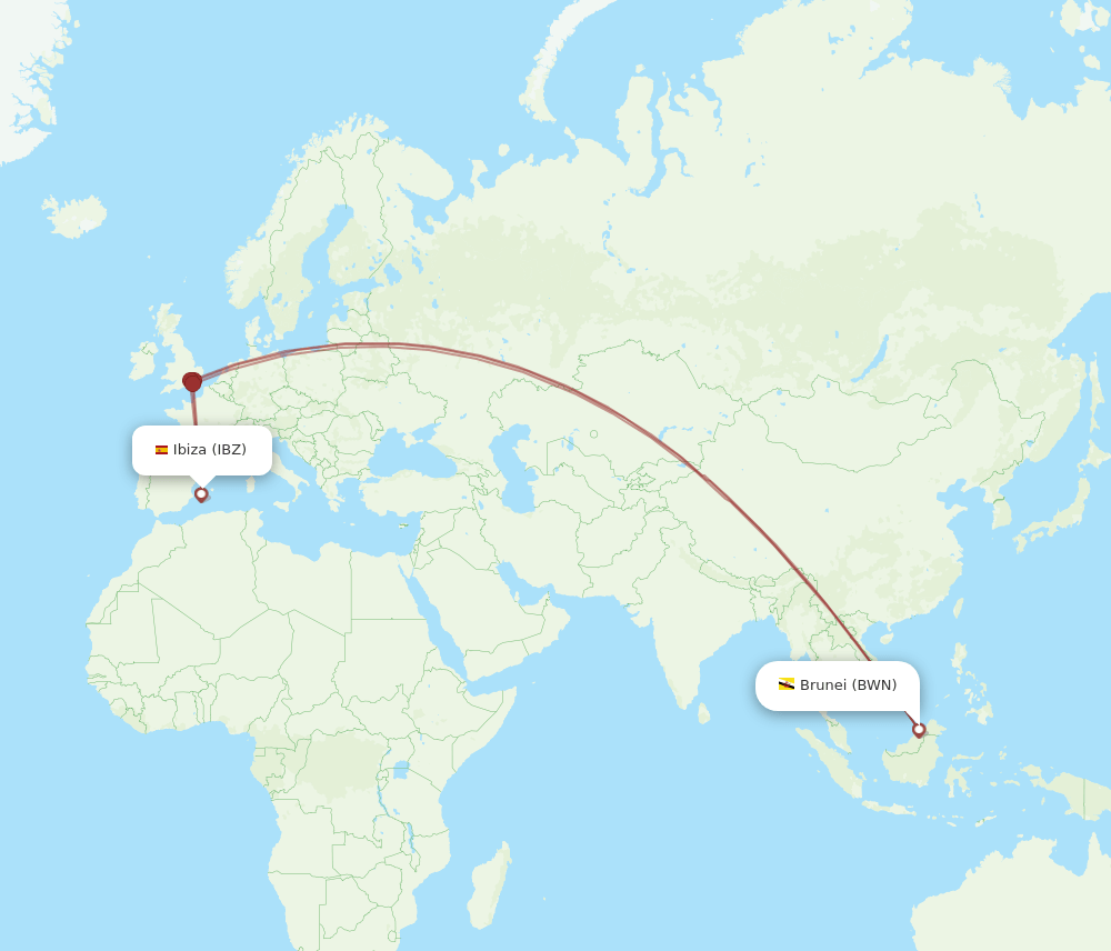 IBZ-BWN flight routes