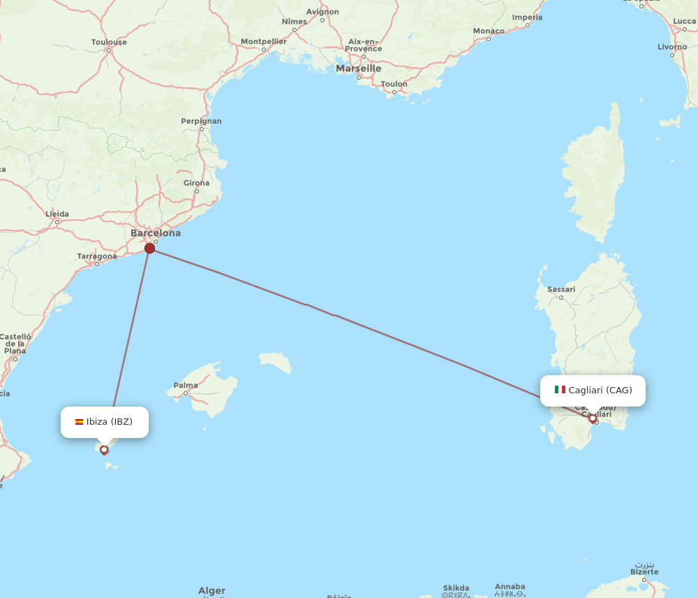 IBZ-CAG flight routes
