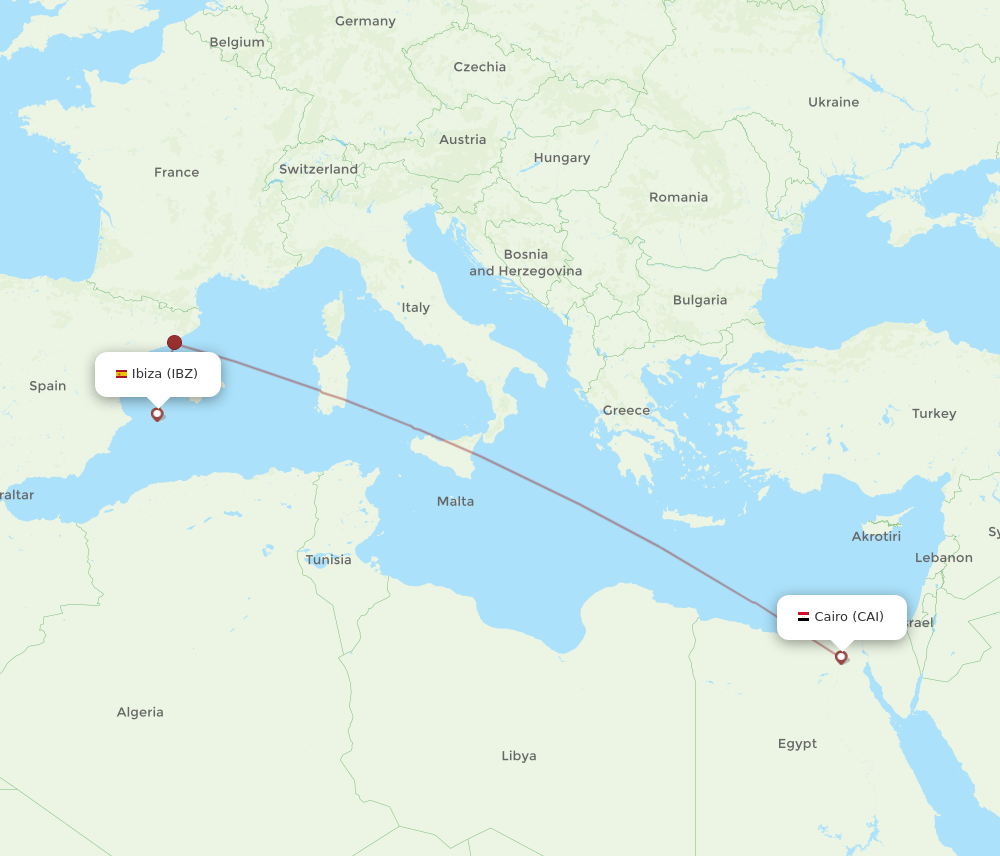 IBZ to CAI flights and routes map