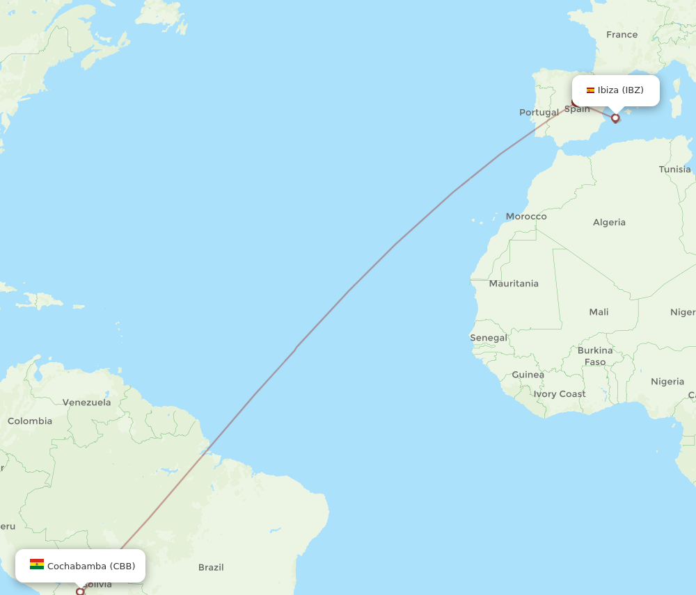 IBZ-CBB flight routes