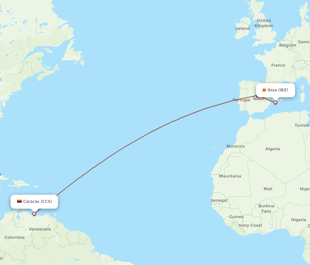IBZ-CCS flight routes