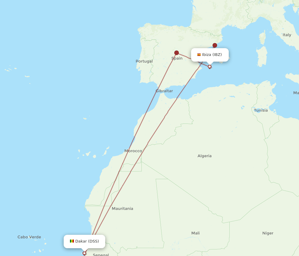 IBZ-DSS flight routes