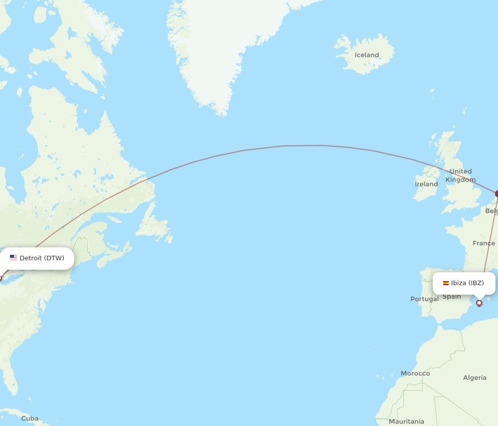 IBZ-DTW flight routes