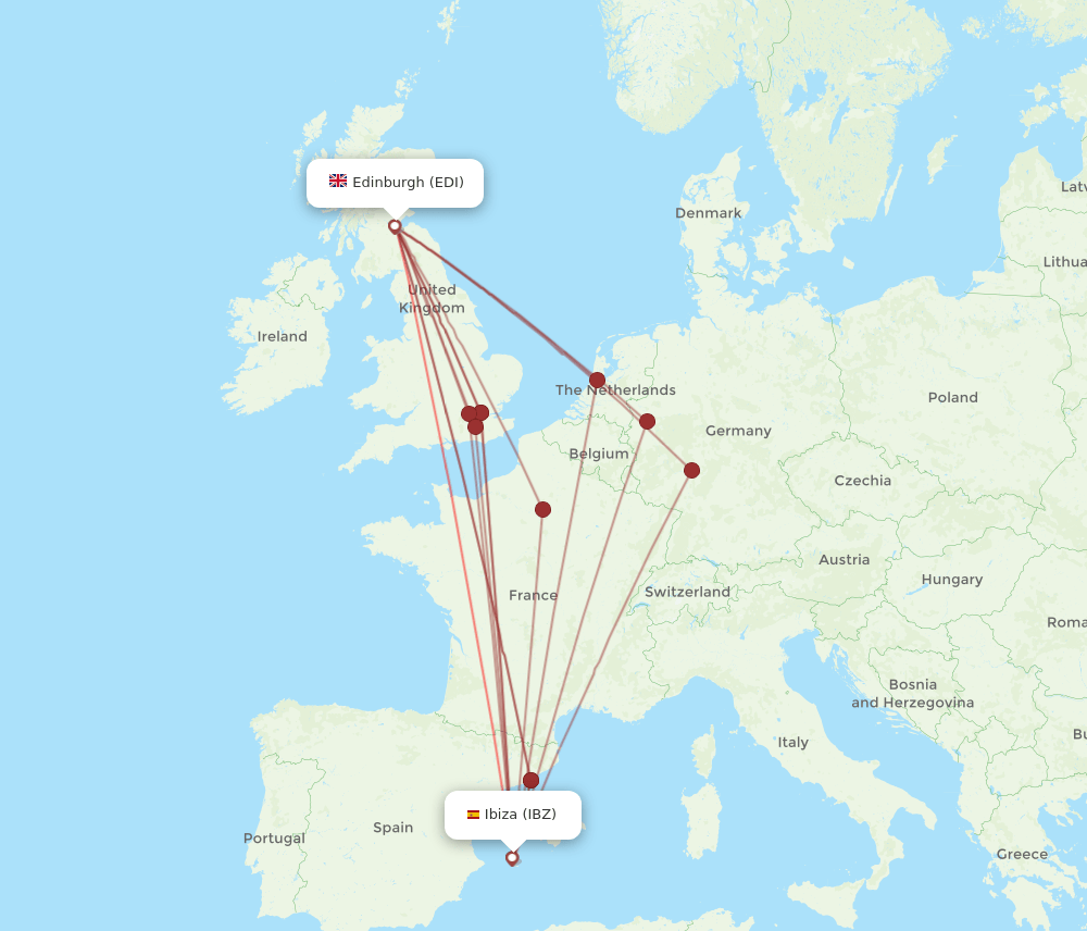 IBZ-EDI flight routes