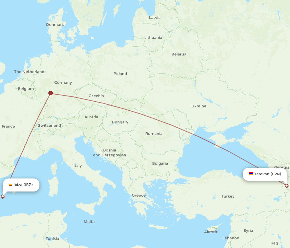 IBZ-EVN flight routes