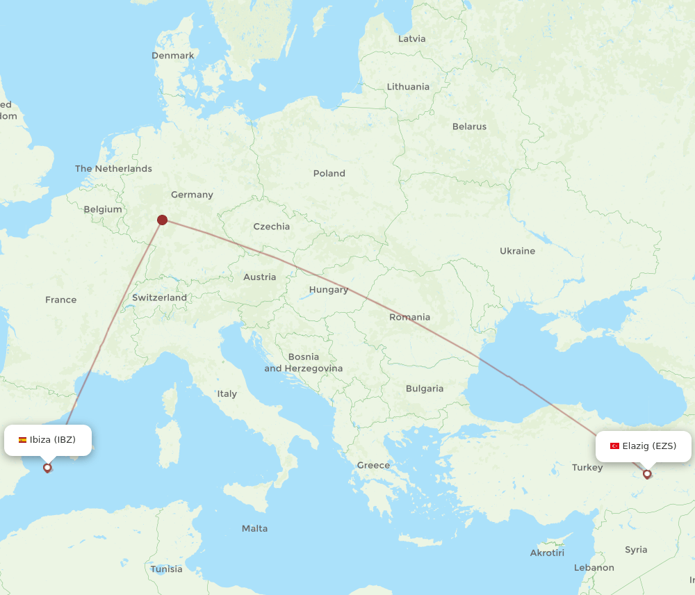 IBZ-EZS flight routes