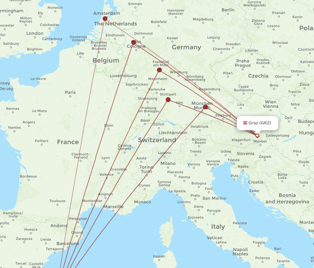 IBZ-GRZ flight routes