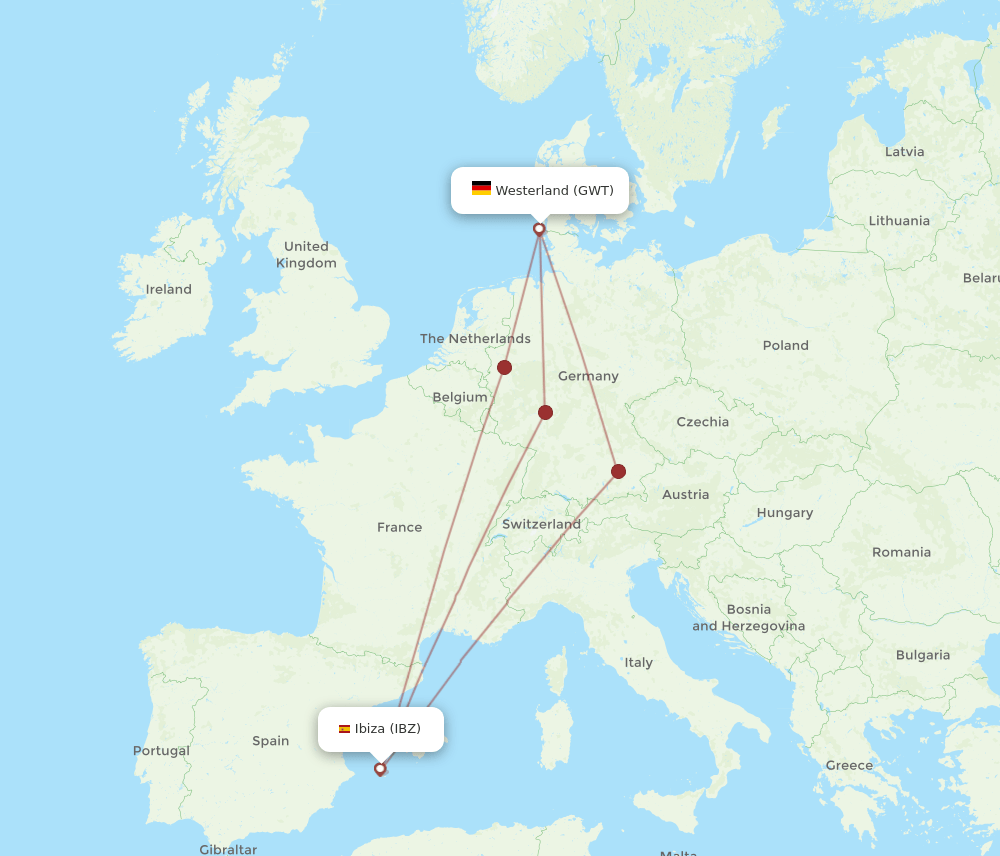 IBZ-GWT flight routes