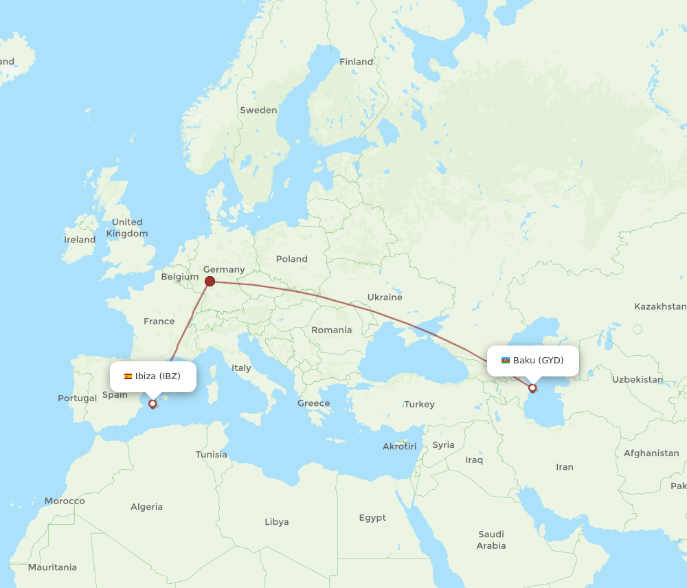 IBZ-GYD flight routes
