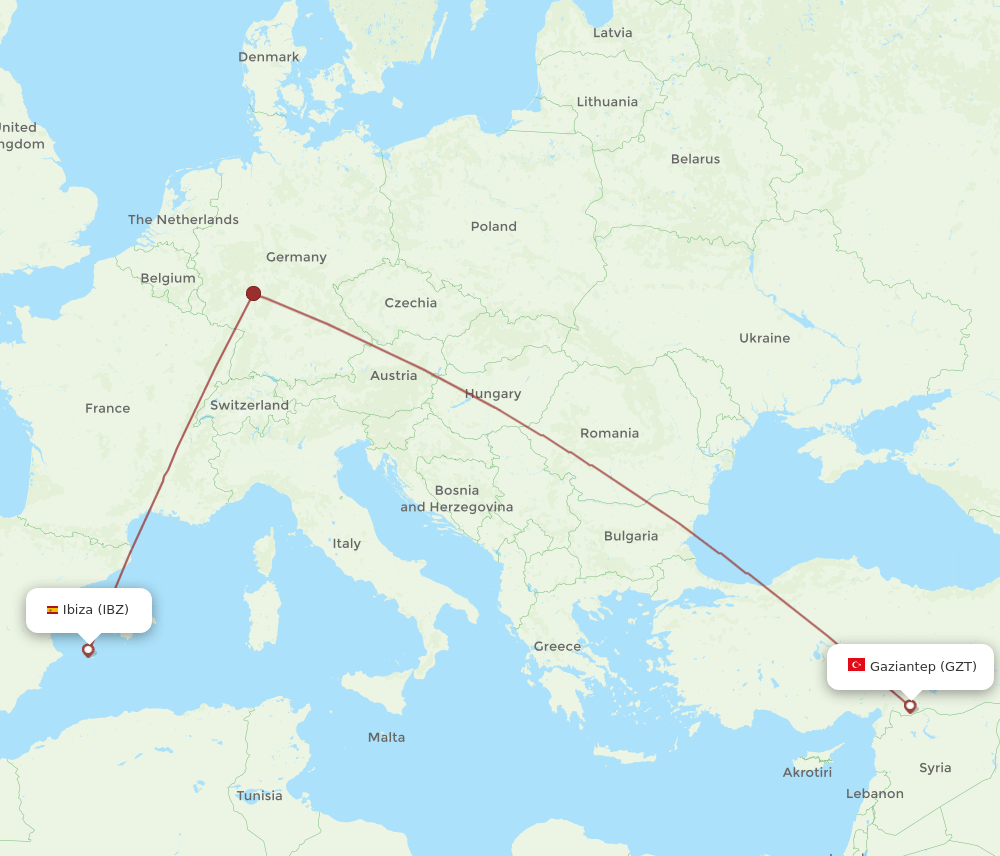 IBZ-GZT flight routes