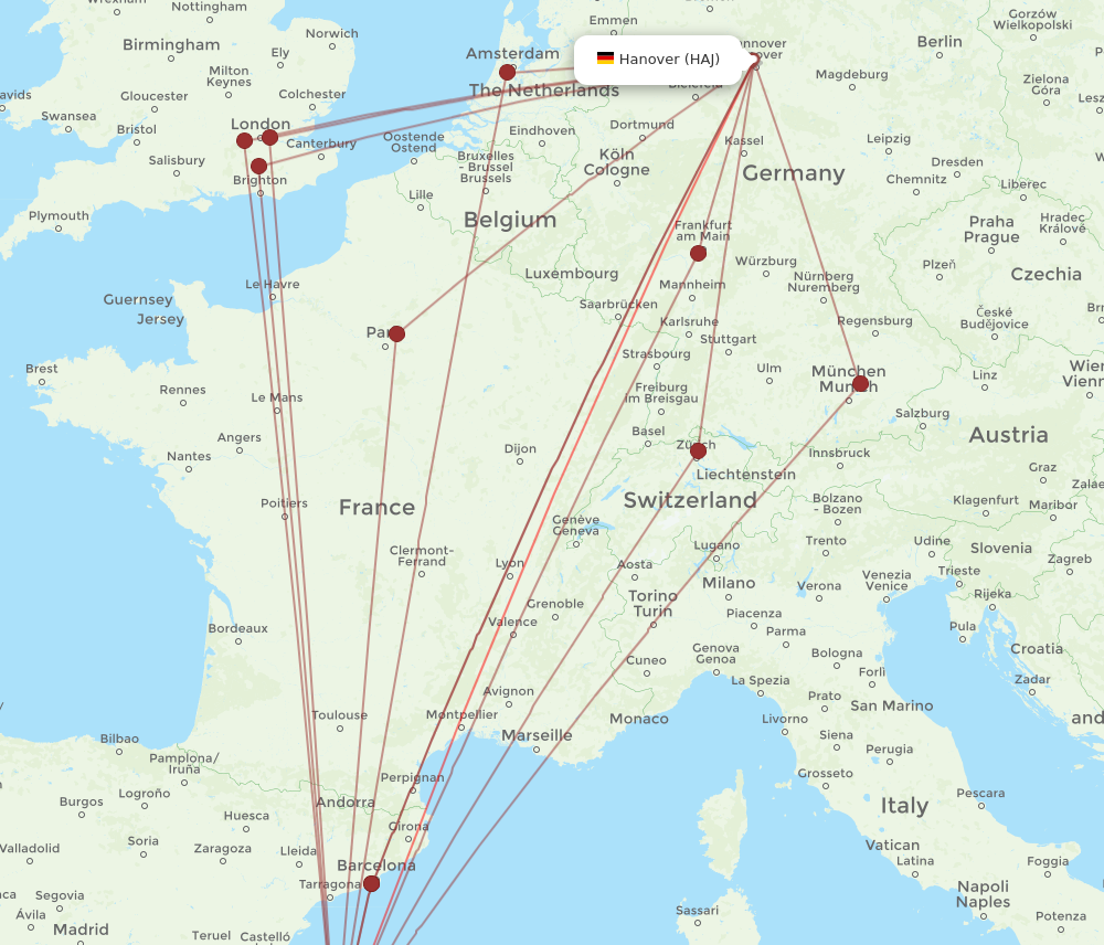 IBZ to HAJ flights and routes map