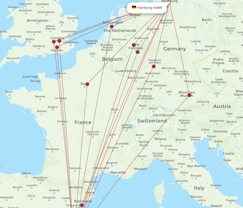 IBZ-HAM flight routes