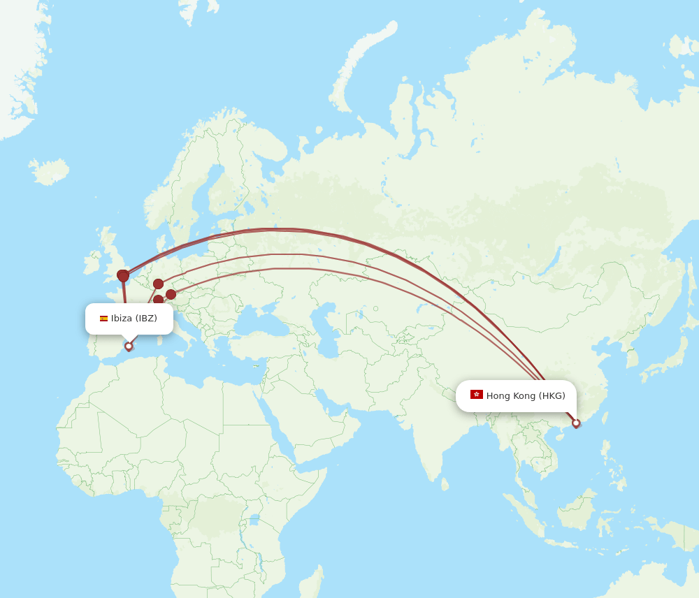 IBZ-HKG flight routes
