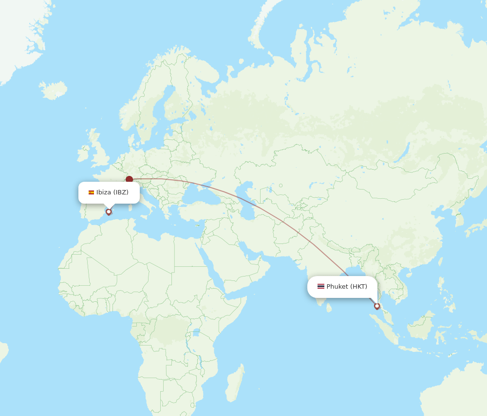 IBZ to HKT flights and routes map