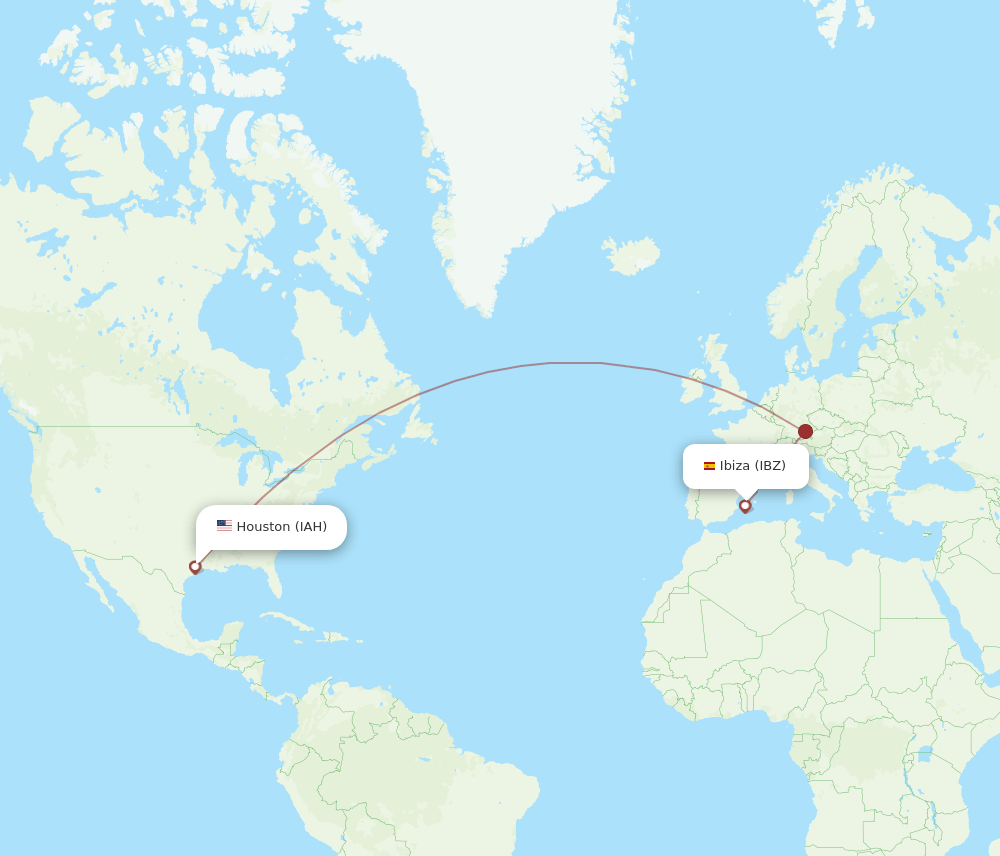 IBZ-IAH flight routes