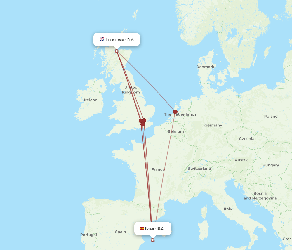 IBZ-INV flight routes