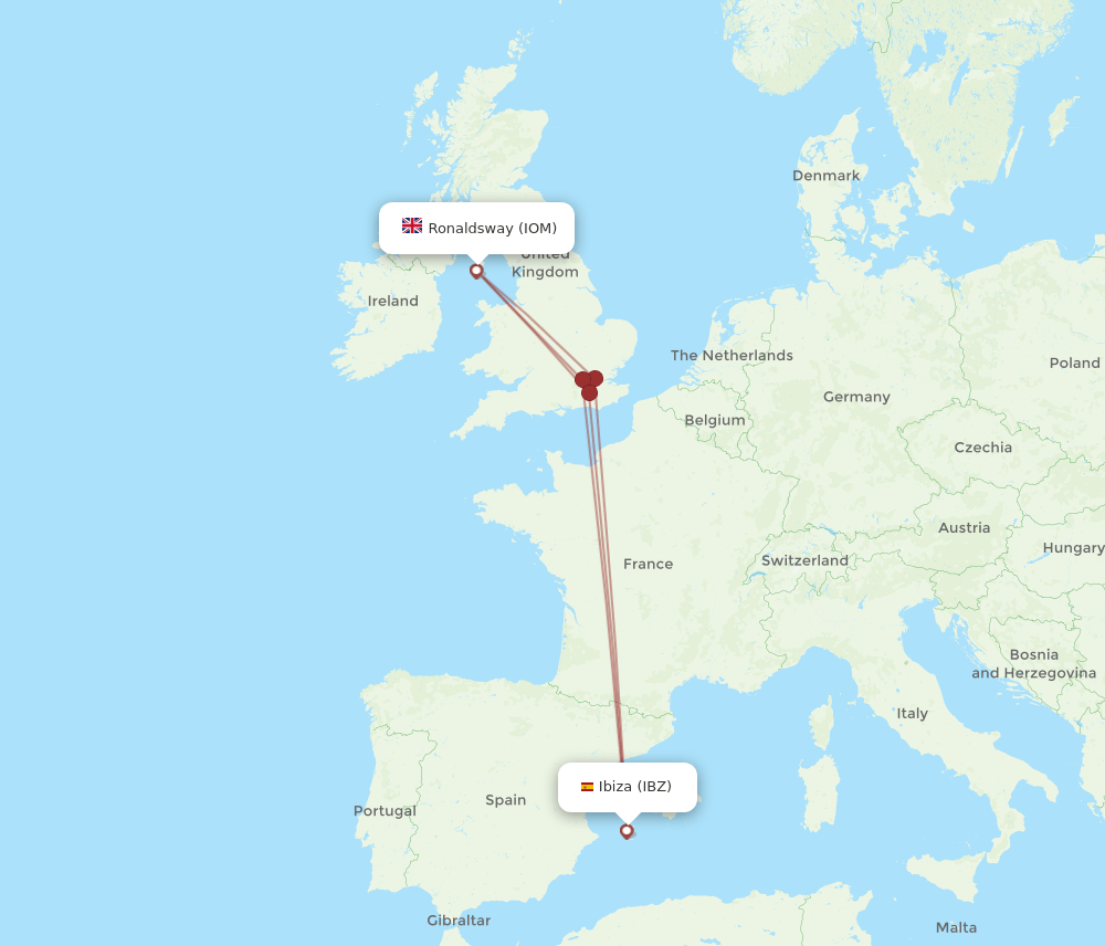 IBZ-IOM flight routes