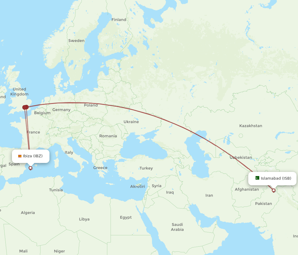 IBZ-ISB flight routes