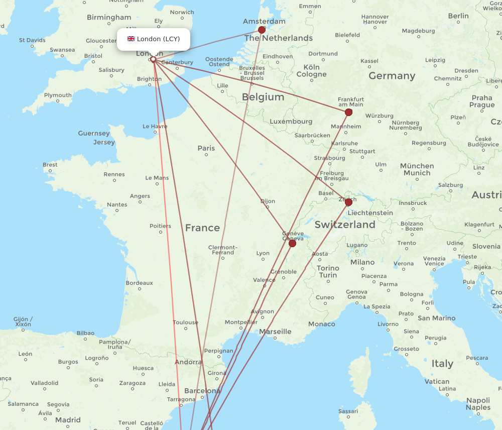 IBZ to LCY flights and routes map