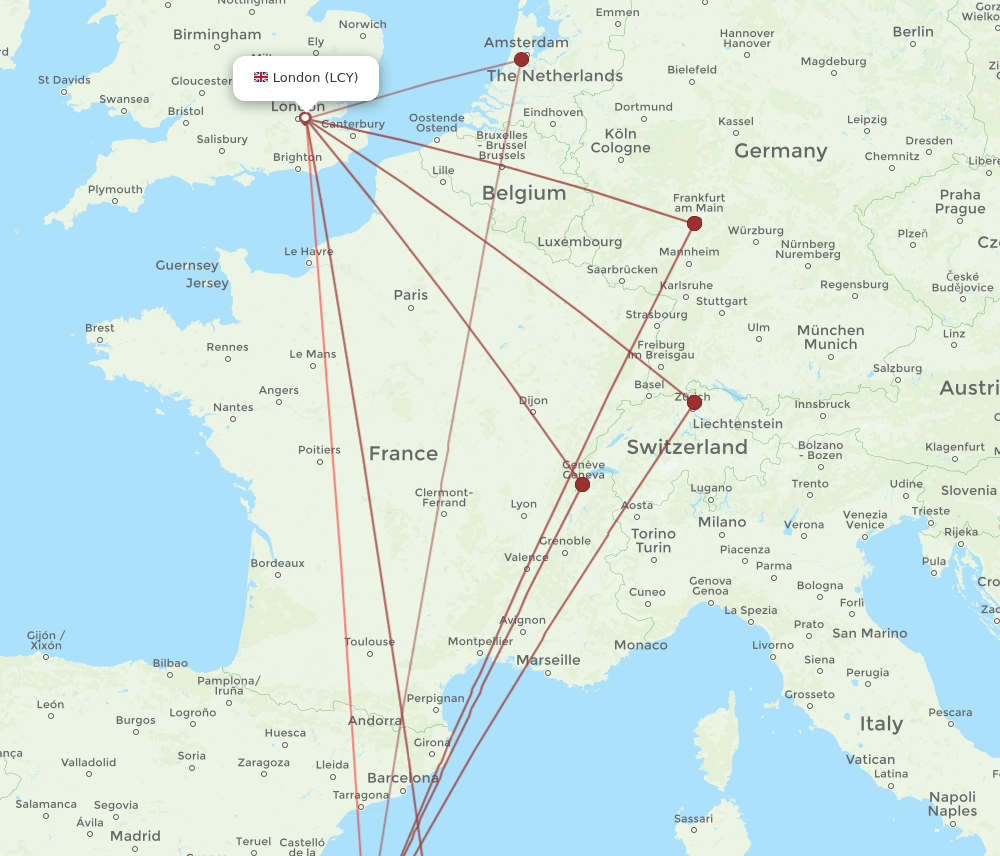 IBZ to LCY flights and routes map