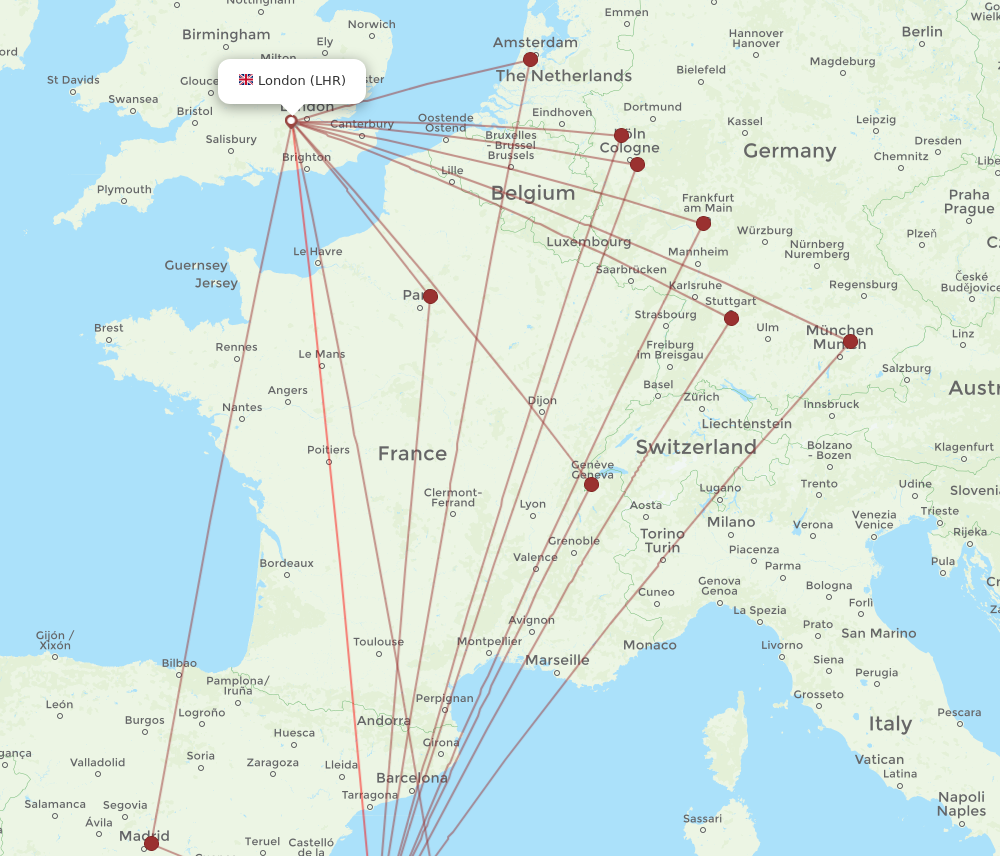IBZ to LHR flights and routes map