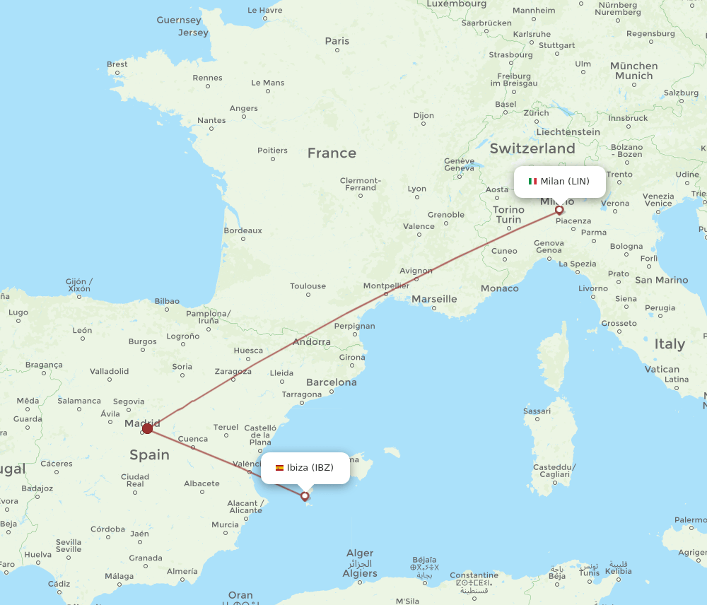 IBZ-LIN flight routes
