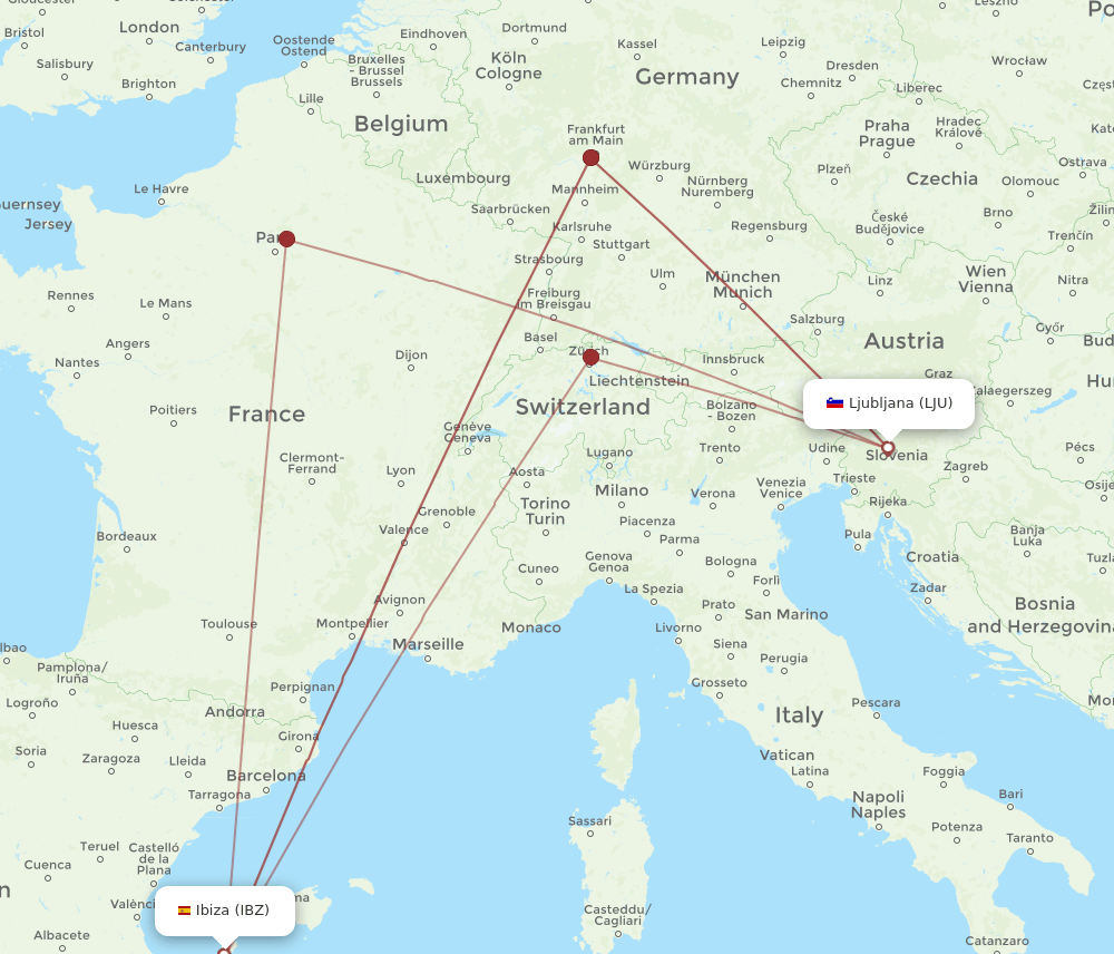 IBZ-LJU flight routes