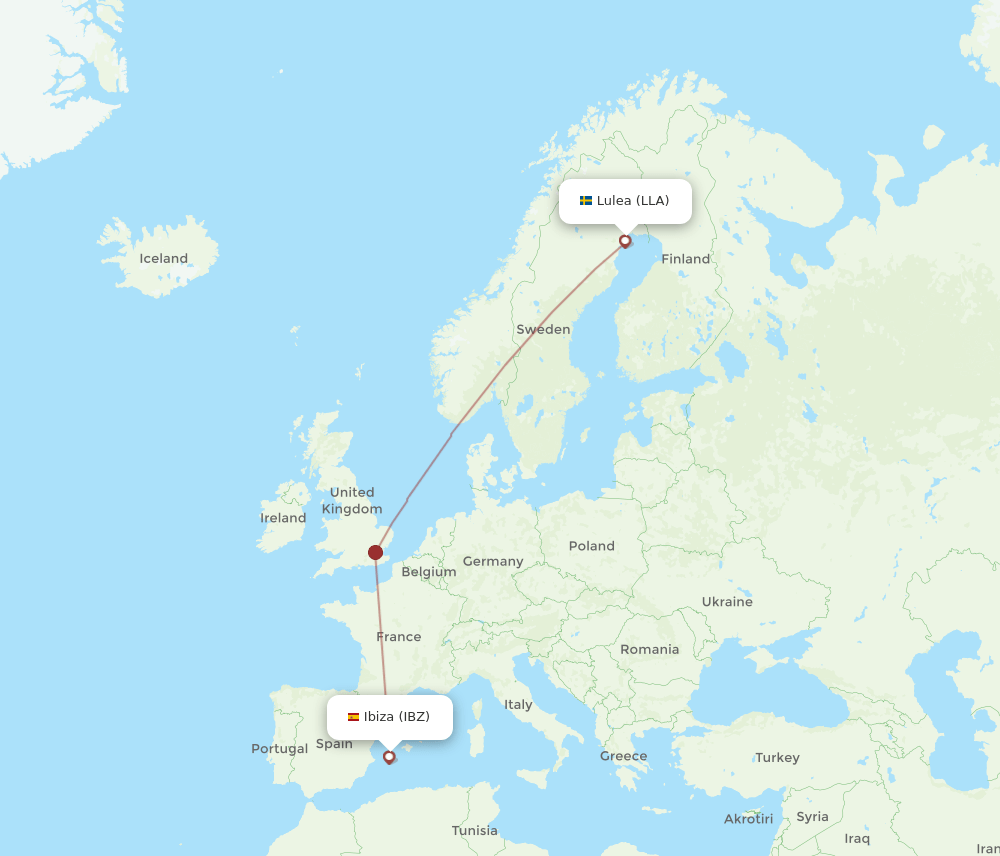 IBZ-LLA flight routes