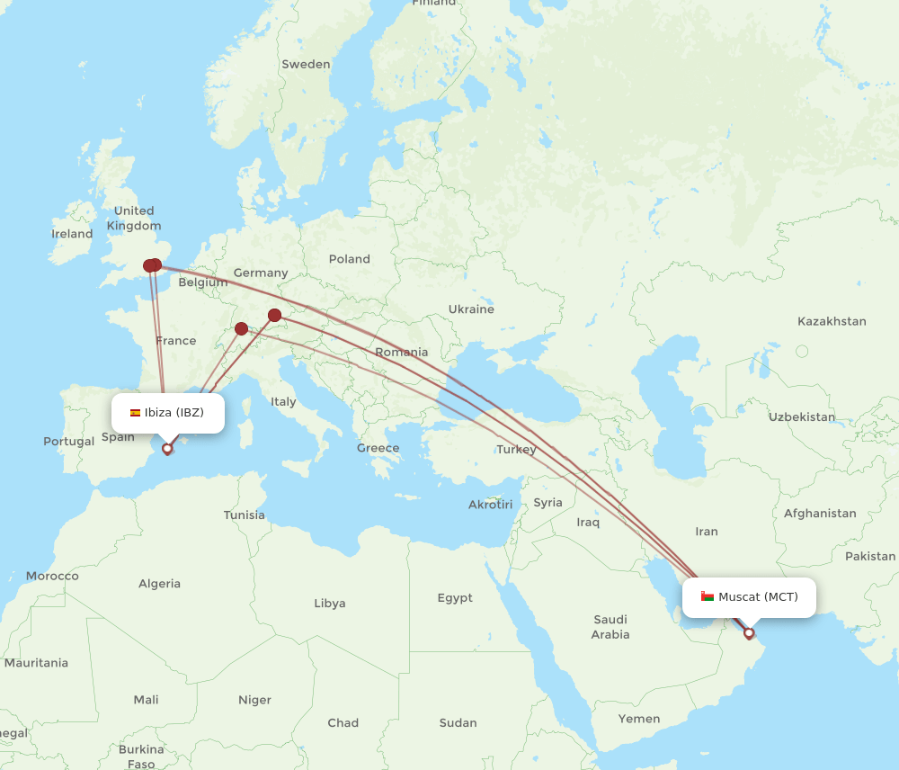 IBZ-MCT flight routes