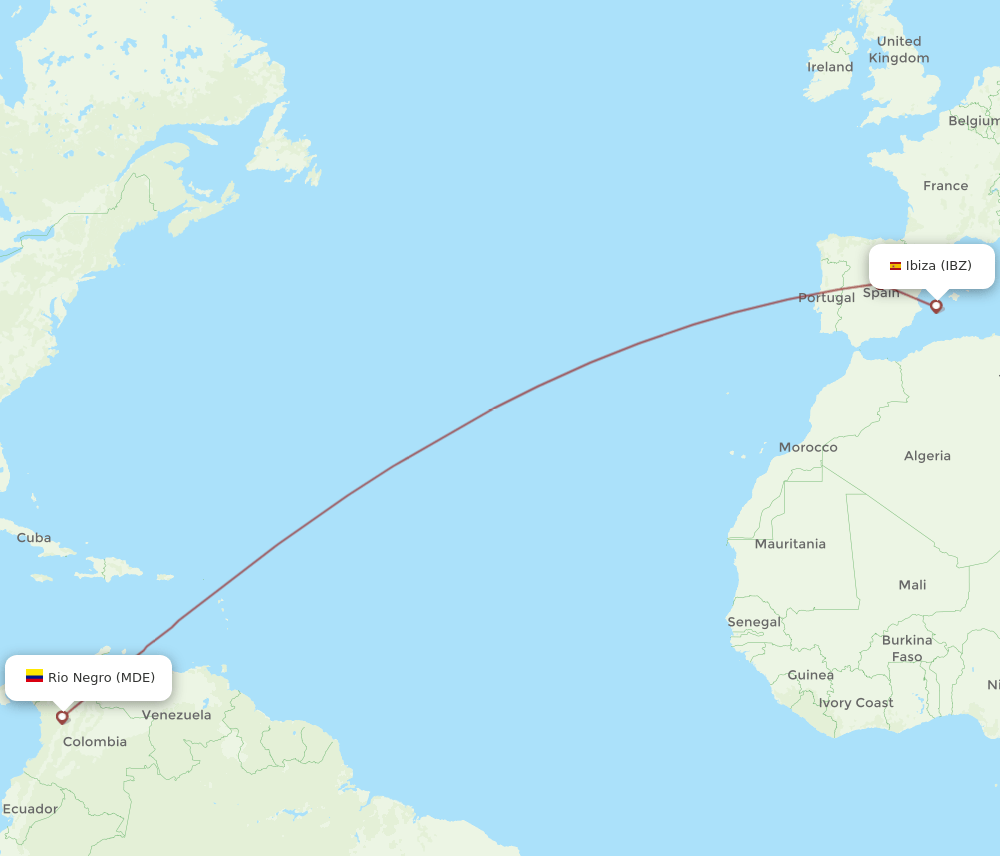 IBZ-MDE flight routes