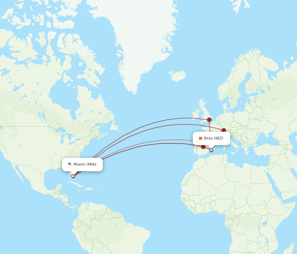 IBZ-MIA flight routes