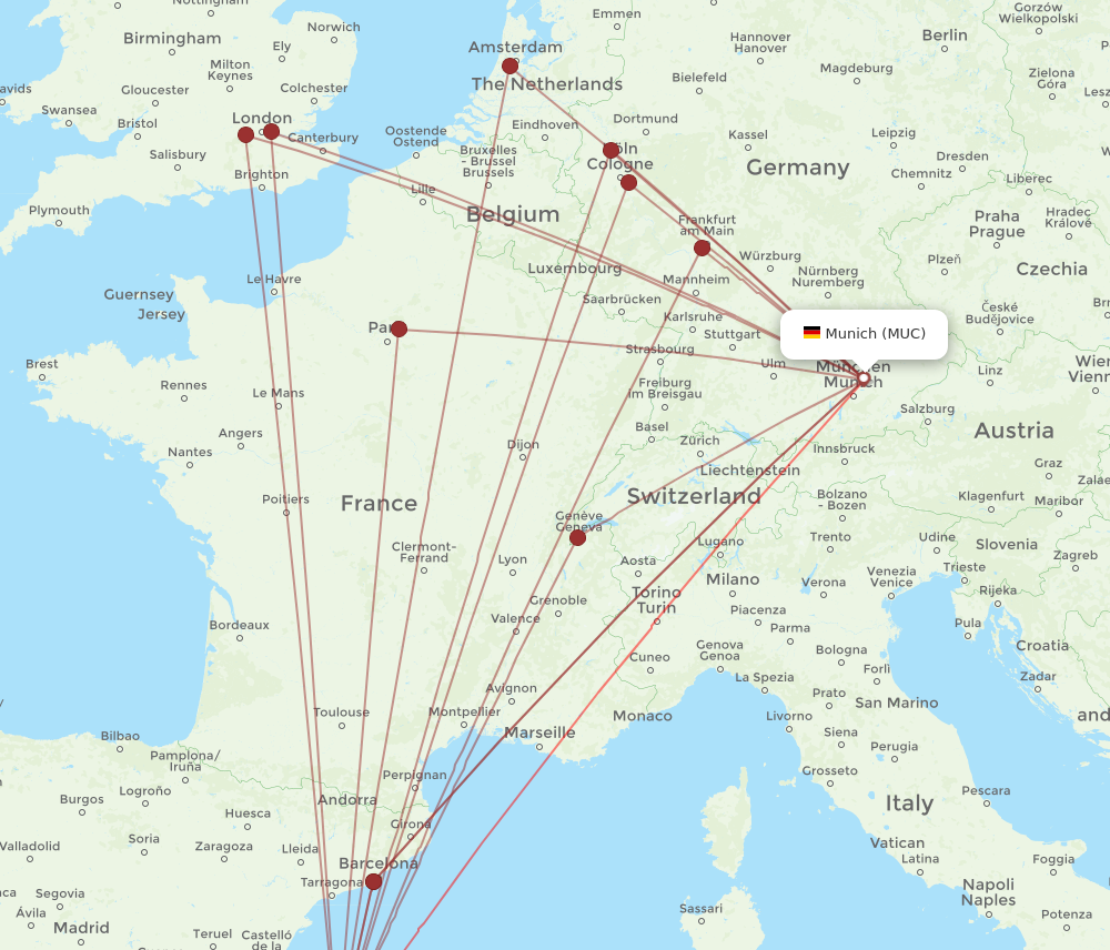 IBZ to MUC flights and routes map