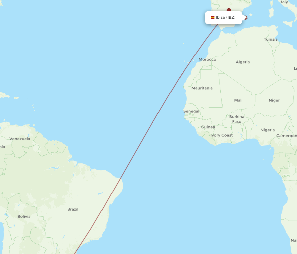IBZ-MVD flight routes