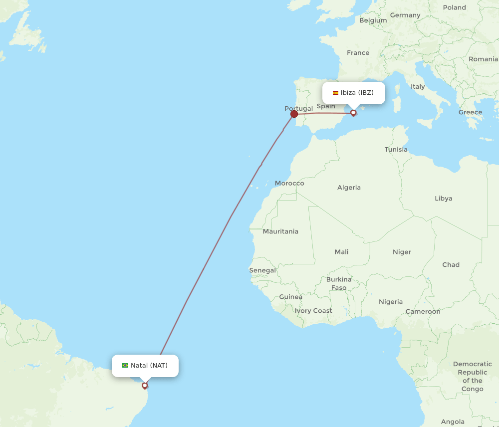 IBZ-NAT flight routes
