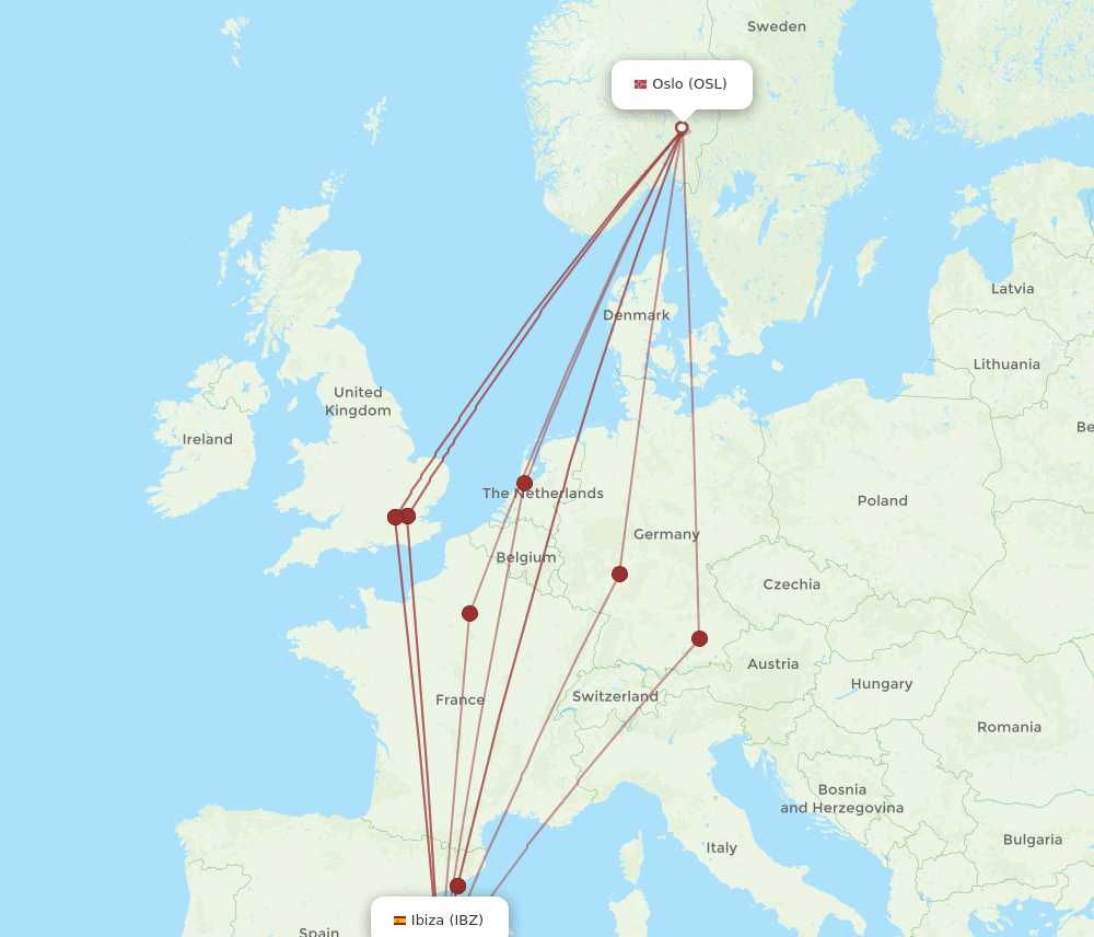 IBZ-OSL flight routes