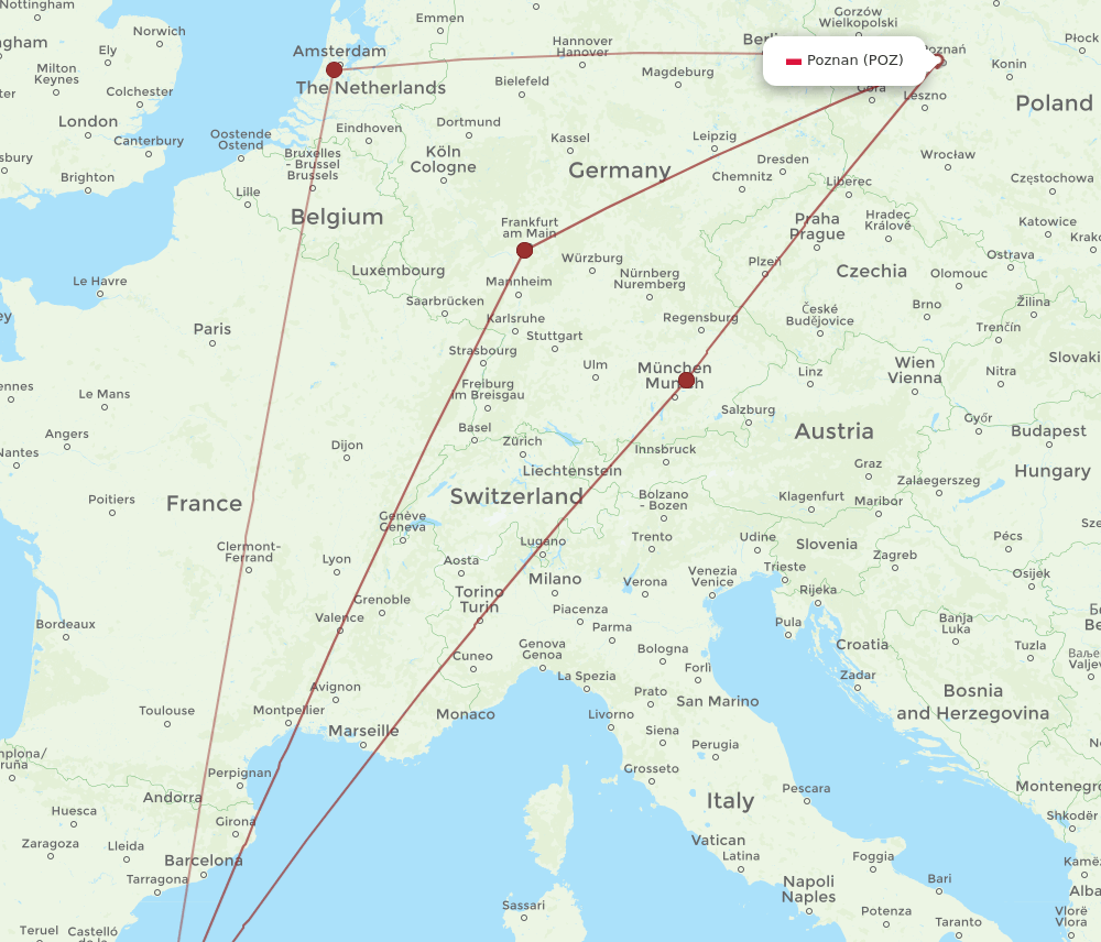 IBZ-POZ flight routes