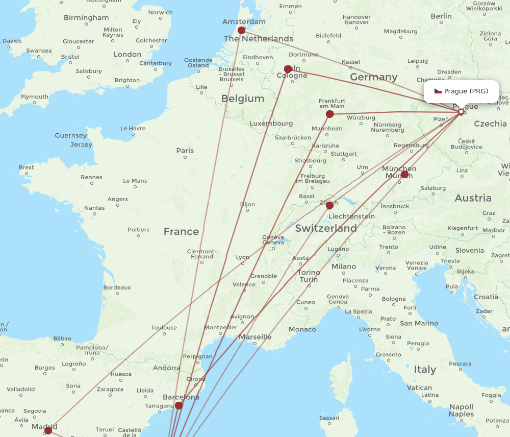 IBZ-PRG flight routes