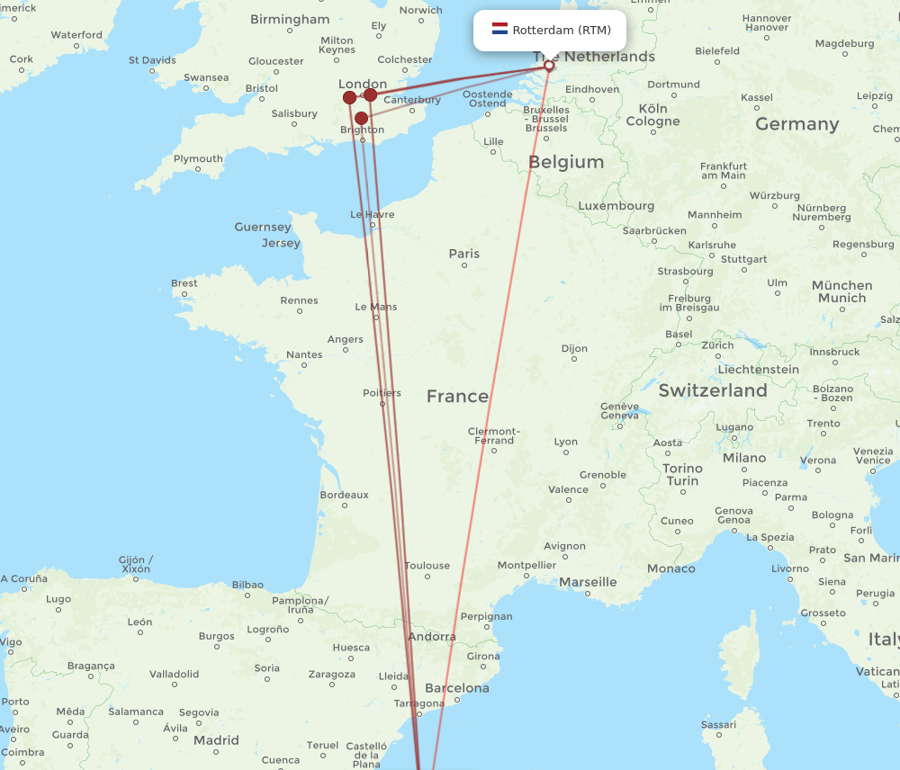 IBZ to RTM flights and routes map