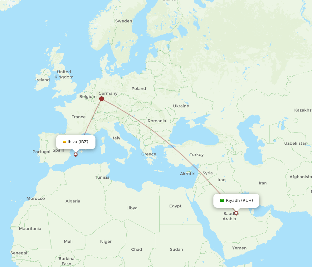 IBZ-RUH flight routes