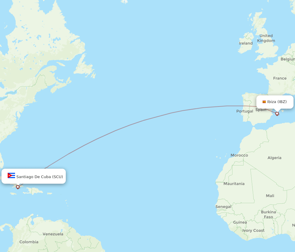 IBZ-SCU flight routes