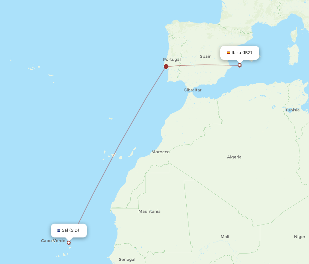 IBZ-SID flight routes