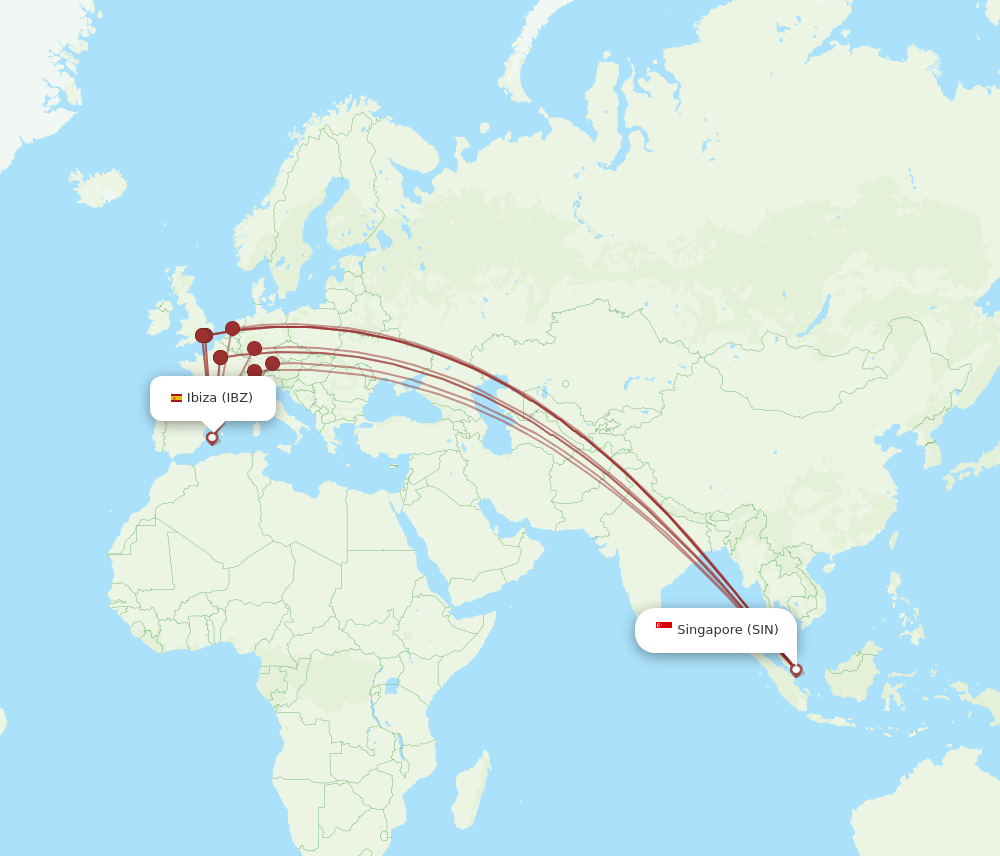 IBZ-SIN flight routes